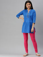 De Moza Women's Premium Churidhar Leggings Solid Cotton Light Fuchsia - De Moza (6679540891711)
