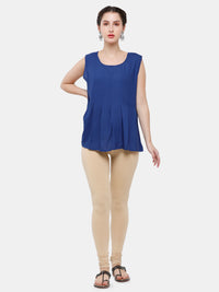 De Moza Ladies Churidar Leggings Solid Cotton Beige - De Moza