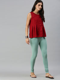 De Moza Ladies Churidar Leggings Solid Cotton Light Petrol - De Moza