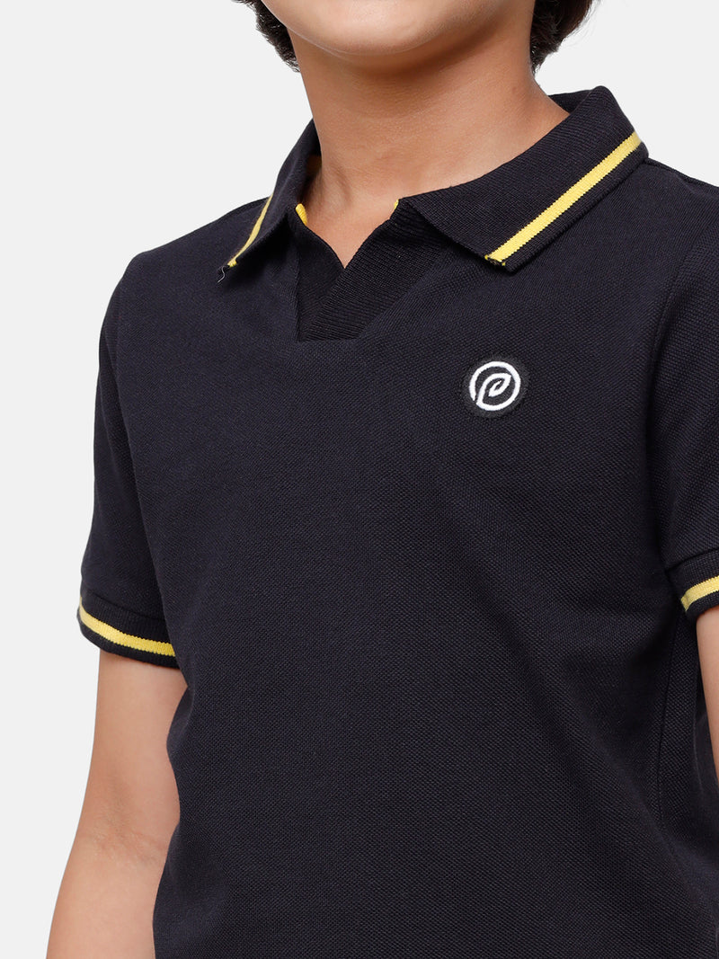 Kids - Boys Printed Half Sleeve T-Shirt Dark Navy Blue