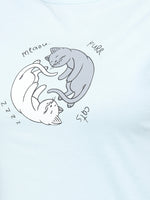De Moza Ladies Printed Pyjama Tshirt Sky Blue