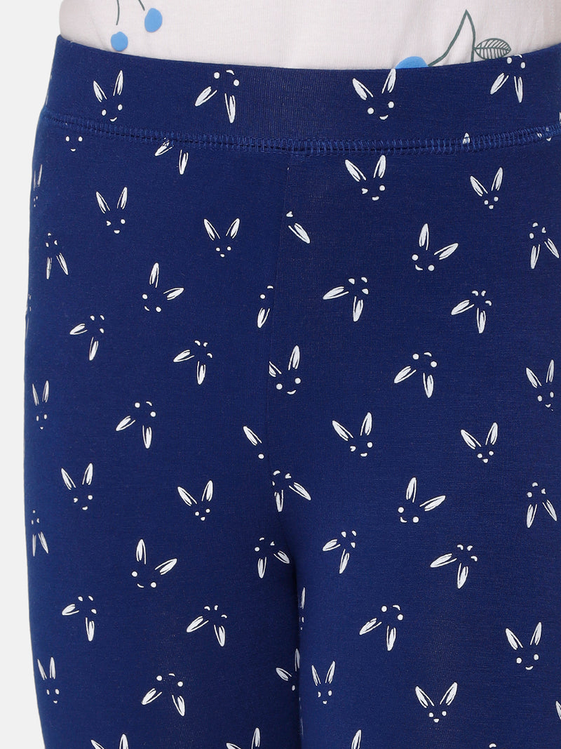 Kids – Girls Printed Leggings Navy Blue