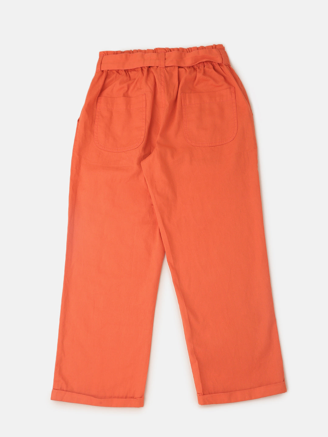 PIPIN Girls Paper Bag Pant Solid Cotton Dusty Rose - De Moza