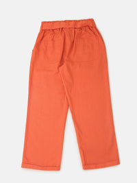 PIPIN Girls Paper Bag Pant Solid Cotton Dusty Rose - De Moza