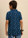 Kids - Boys Printed Half Sleeve T-Shirt Dark Blue