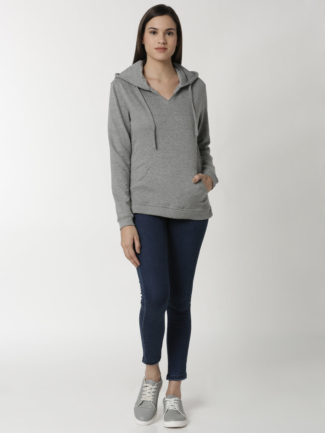 De Moza Ladies Sweat Shirt Grey Melange - De Moza (4334995996735)