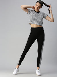 Ladies Printed Active Wear Leggings Black