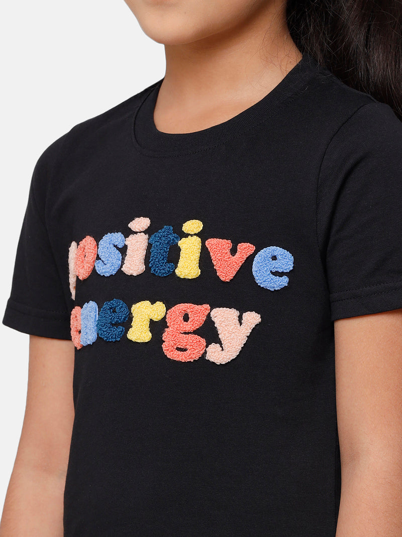 Kids - Girls Printed Top Black