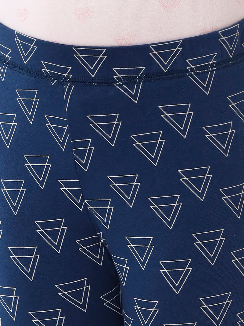 Kids – Girls Printed Ankle Leggings Dark Navy Blue