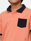 Kids - Boys Printed Half Sleeve T-Shirt Orange Melange