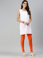 De Moza Ladies Churidar Leggings Solid Cotton Orange - De Moza