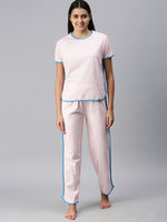 De Moza Ladies Printed Pyjama Set Crystal Pink