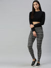 De Moza Ladies Printed Ankle Length Leggings Cotton Black - De Moza
