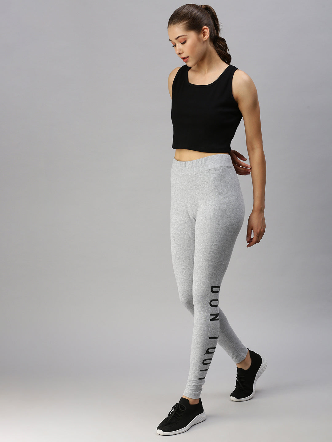 De Moza Ladies Active Wear Leggings Grey Melange