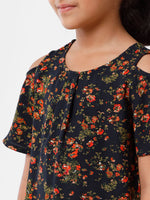 Kids - Girls Printed Top Dark Navy Blue
