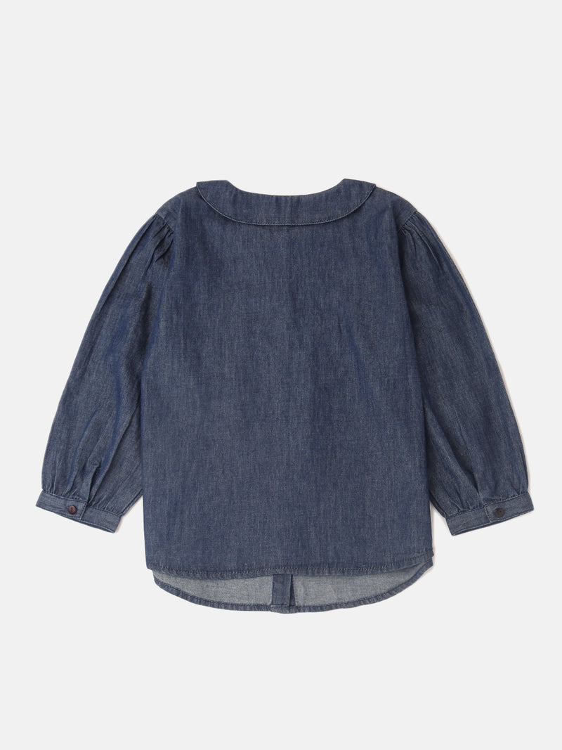 PIPIN Girls Full Sleeve Top Solid Cotton Blue - De Moza