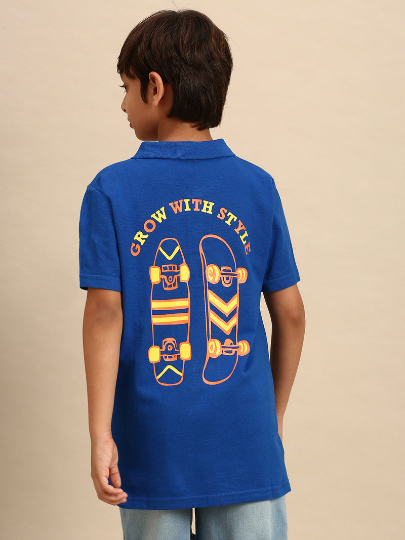 Kids - Boys Printed Half Sleeve T-Shirt Royal Blue