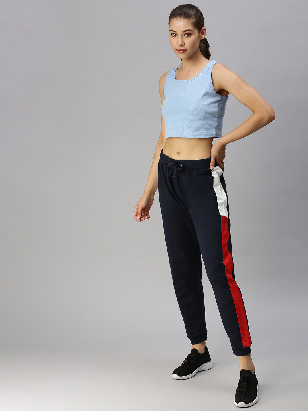 De Moza Ladies Rib Crop Top Powder Blue