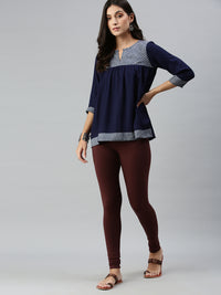 De Moza Ladies Churidar Leggings Solid Cotton Coffee Brown - De Moza