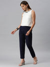 De Moza Women's Cigarette Pant Dark Navy Blue