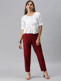 De Moza Women's Cigarette Pant Maroon