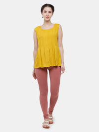 De Moza Ladies Churidar Leggings Solid Cotton Dark Peach - De Moza