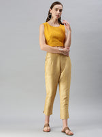 De Moza Women's Printed Blouse Mustard