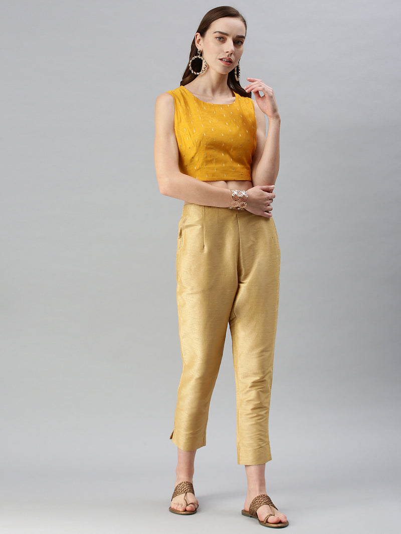 De Moza Women's Printed Blouse Mustard