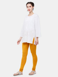 De Moza Ladies Churidar Leggings Solid Cotton Dark Mustard - De Moza