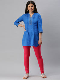 De Moza Women's Premium Churidhar Leggings Solid Cotton Dark Coral - De Moza (6679540596799)