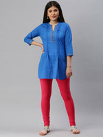 De Moza Women's Premium Churidhar Leggings Solid Cotton Dark Coral - De Moza (6679540596799)