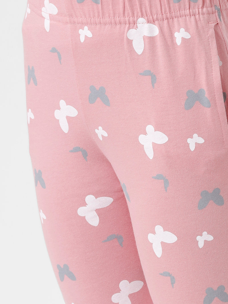 Kids – Girls Printed Straight Pant Bridal Rose