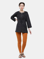 De Moza Ladies Leggings Ankle Length Solid Cotton Light Rust - De Moza