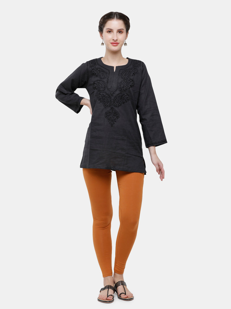 De Moza Ladies Leggings Ankle Length Solid Cotton Light Rust - De Moza