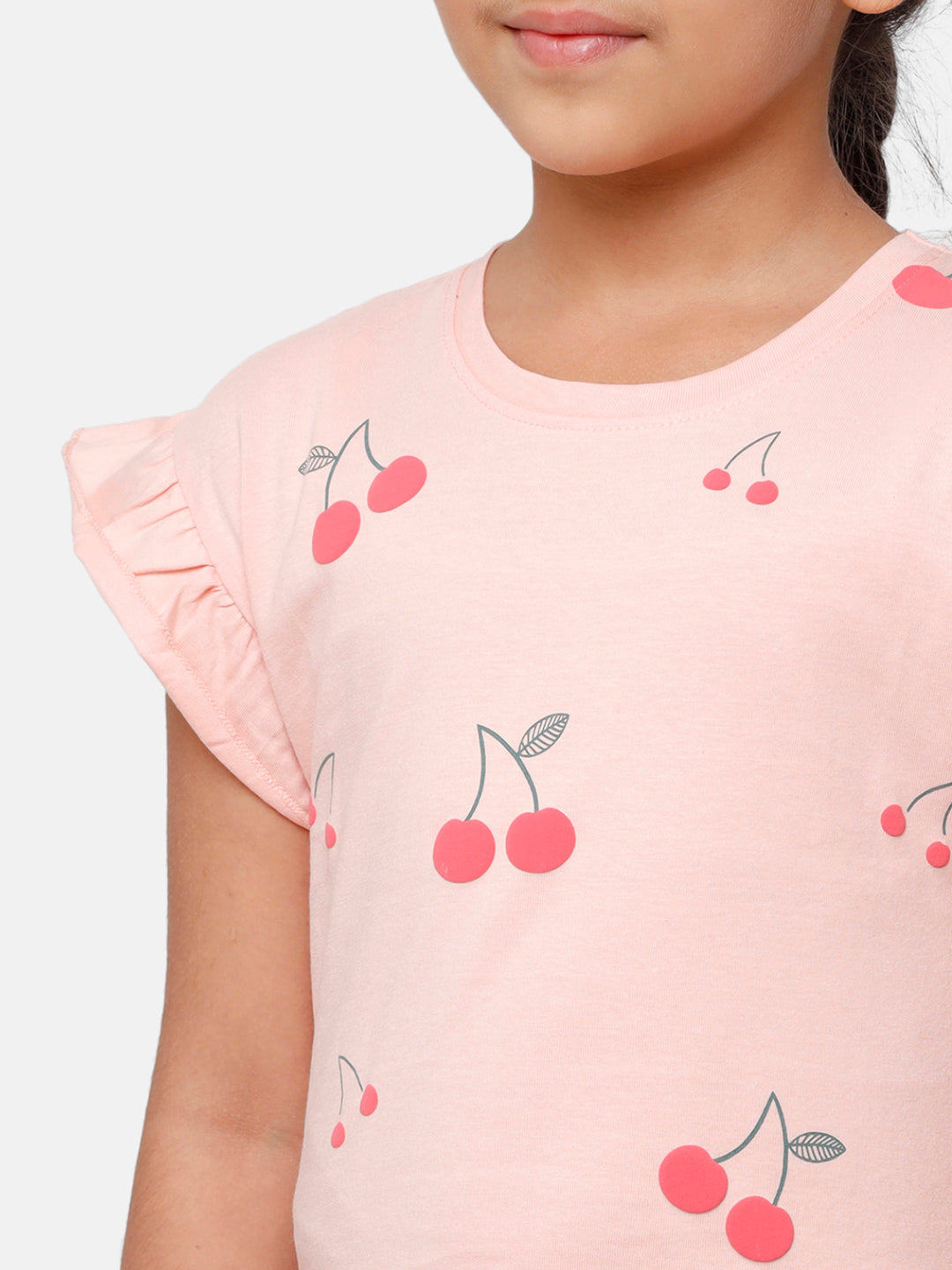 Kids - Girls Printed Top Peach Pearl