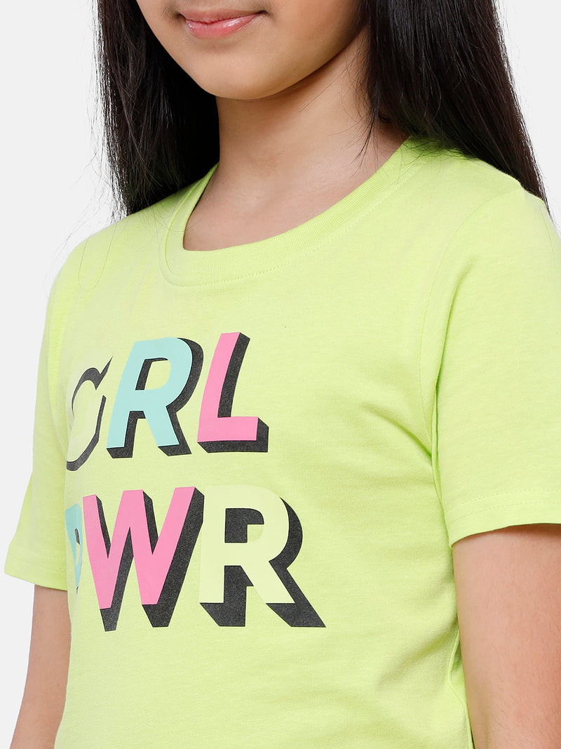 Kids - Girls Printed Top Green Glow