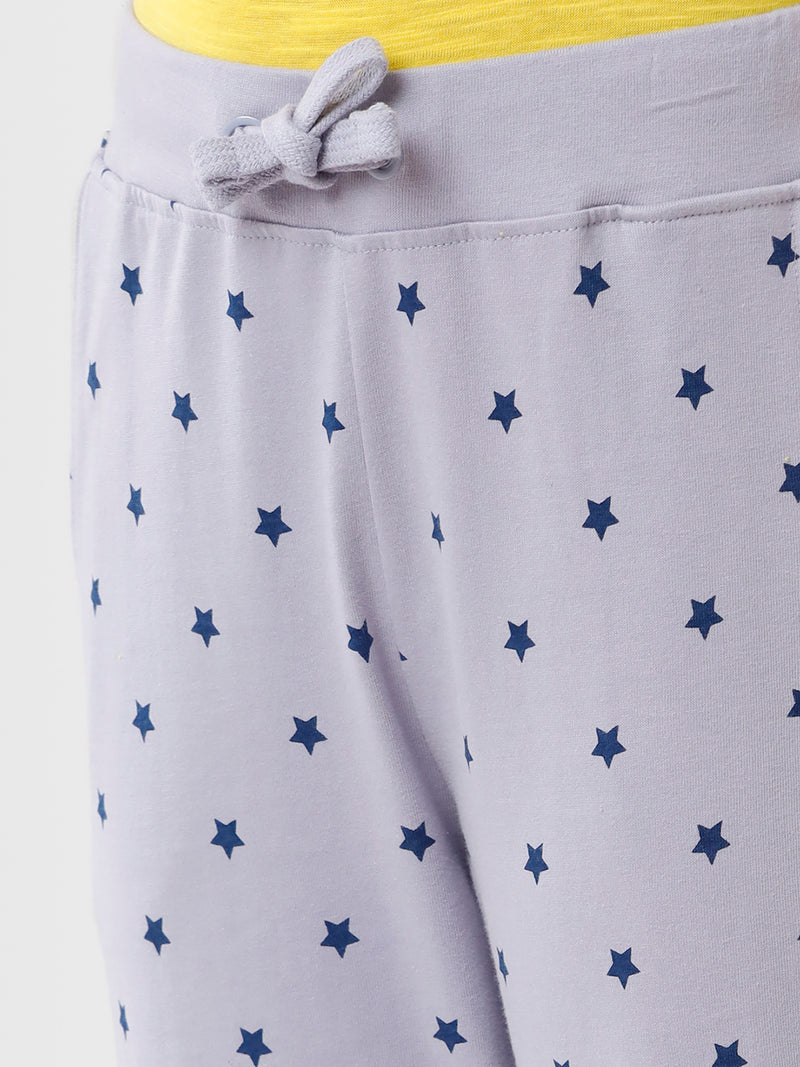 Kids – Girls Printed Straight Pant Violet Grey