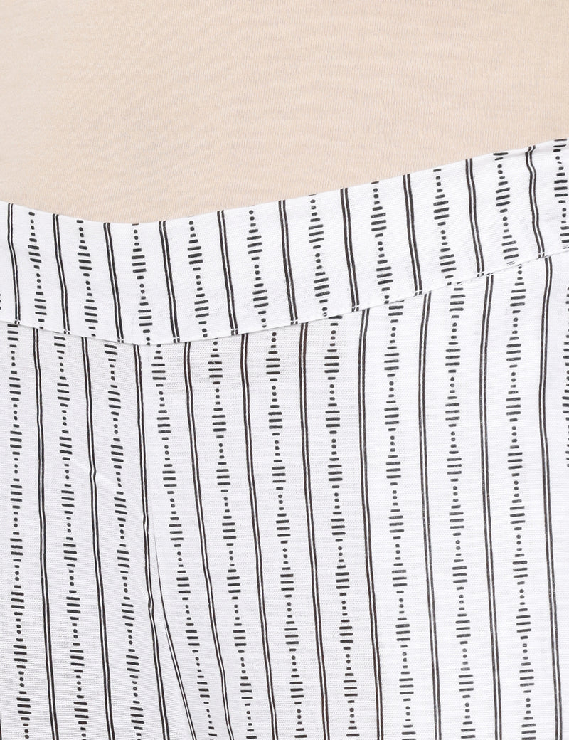 De Moza Ladies Printed Straight Pant Offwhite