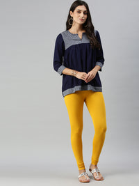 De Moza Ladies Churidar Leggings Solid Cotton Mustard - De Moza