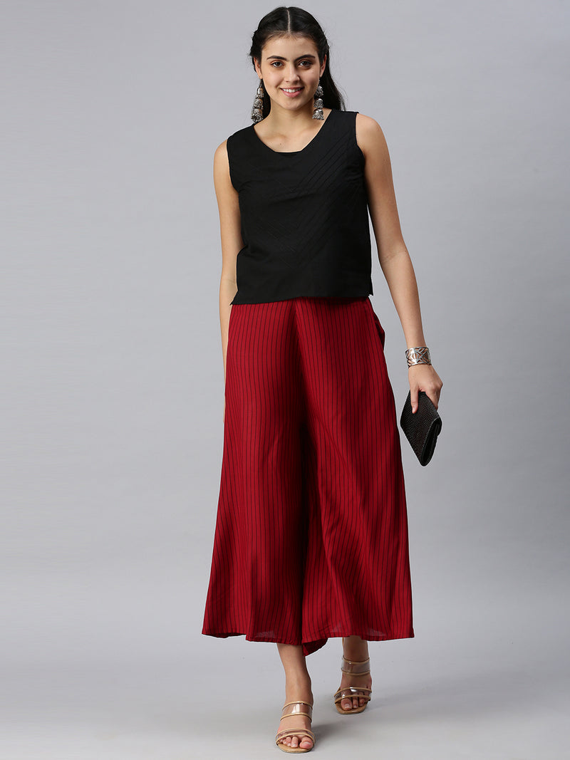 De Moza Women’s Printed Culottes Maroon