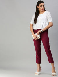 De Moza Ladies Straight Pant Maroon