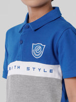 PIPIN Boys Polo T-Shirt Placement Print Cotton Royal Blue - De Moza