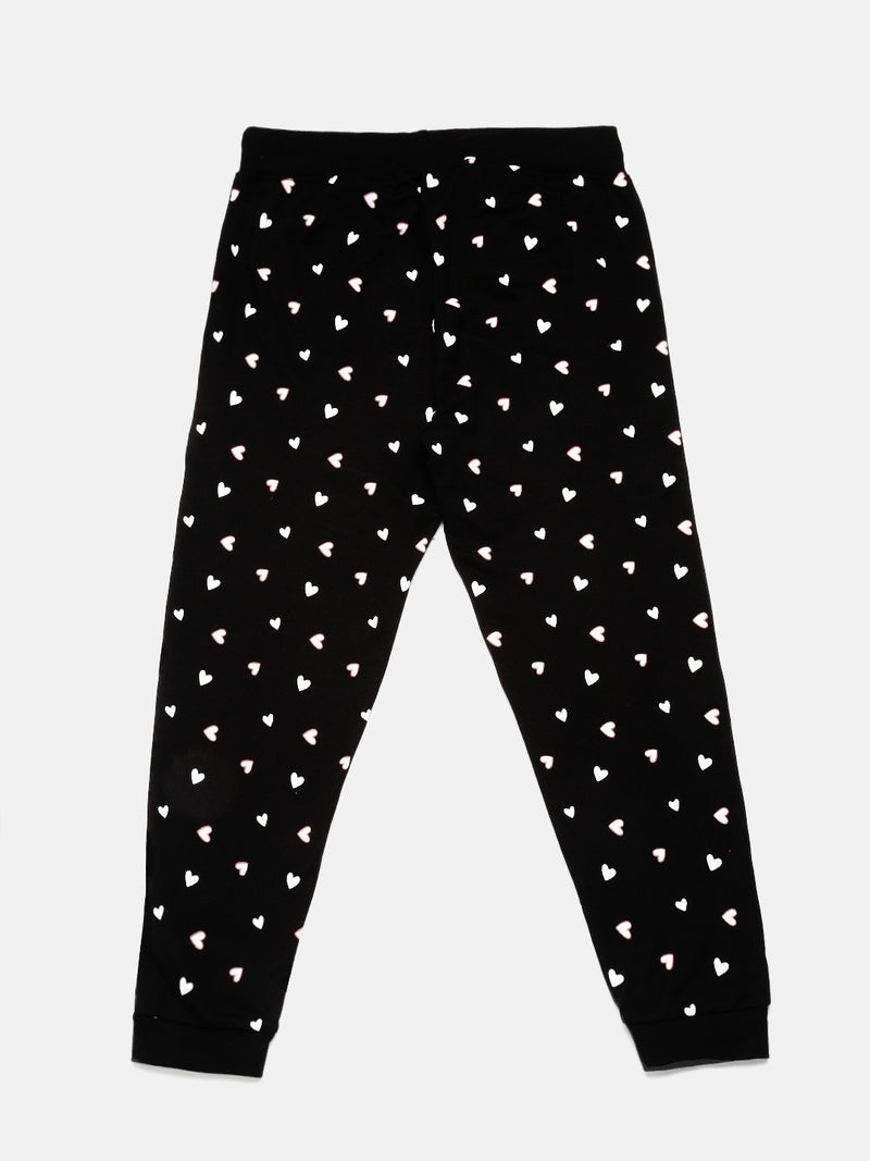Kids - Girls Printed Jogger Black