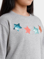 Kids - Girls Printed Sweatshirt Grey Melange