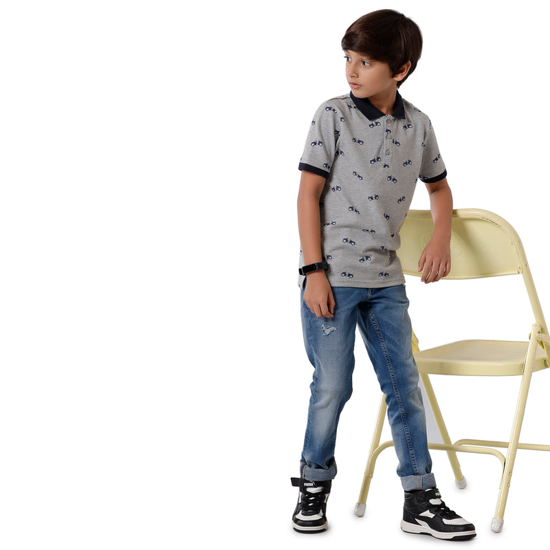Pack of 2 Pipin Boys T-shirt Grey Melange & Dark Grey