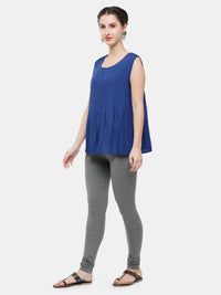 De Moza Ladies Churidar Leggings Solid Cotton Anthra Melange - De Moza