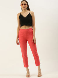 De Moza Women's Cigarette Pant Coral