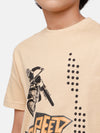Kids - Boys Printed Half Sleeve T-Shirt Beige