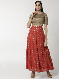 De Moza Women's Printed Skirt Red - De Moza (4359095877695)