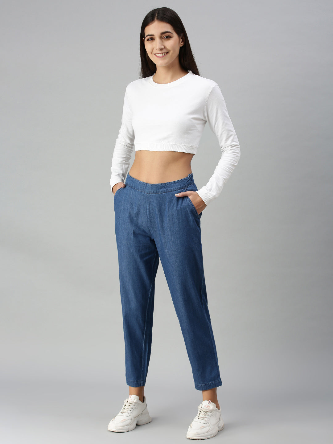 De Moza Ladies Straight Pant Enzyme Blue